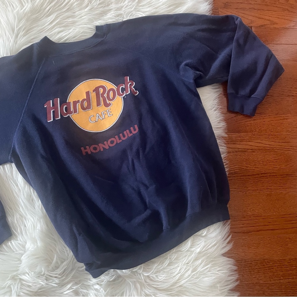 Vintage Hard Rock Cafe Crewneck Pullover Sweatshirt Size XL Honolulu Blue - Picture 4 of 6